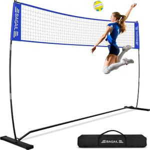 BAGAIL Volleyball Net, size 118"/59" Portable Volleyball Net for Backyard - Adjustable Height, Heavy-Duty Frame, Freestanding Design - Portable Outdoor/Indoor Volleyball Set with Carry Bag