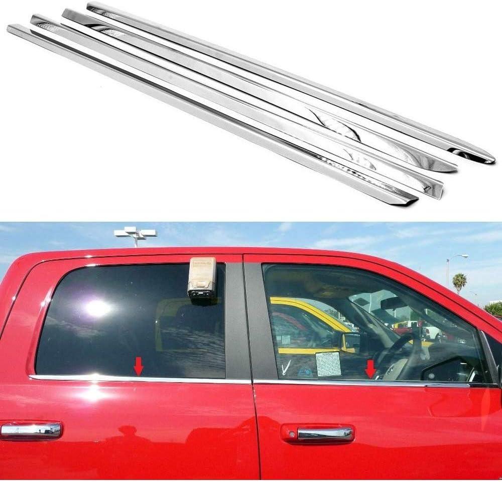 Polished Stainless Steel Window Sills Trims For 2009-2018 Ram 1500 2500 3500 HD Crew Cab/Mega Cab Trim Set