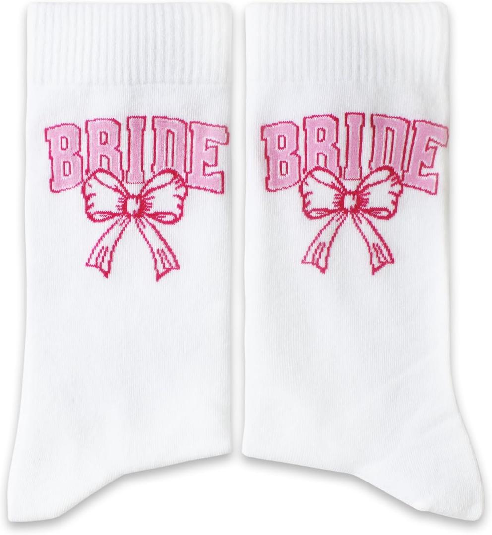 Pink Heart Bride Socks Collection  Bride & Team Bride Embroidered Wedding Socks for Women, Bachelorette Party Gifts