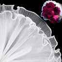 4.37 Yards White Pearl Edge Bouquet Wrapping Mesh, Flower Wrapping Paper Lace Trim for Women, Brides for Wedding Present Packaging, Christmas Decor, Florist Supplies, Parties