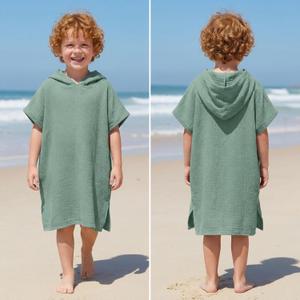 Frienda Muslin Hooded Beach Towel for 3-6 Years Kids Soft Muslin Bath Poncho for Baby Absorbent Fast Drying Blankets for Boys Girls Newborns Toddler Beach Pool Bath Essentials(Green)