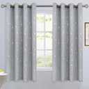 BGment Room Darkening Curtains 63 Inches Long, Grommet Thermal Insulated Blackout Curtains with Wave Line and Dots Printed for Bedroom, 2 Panels, Each 52 x 63 Inch, Light Grey