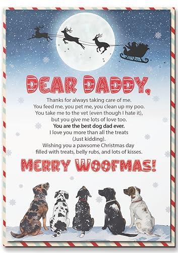 Pack of 8 BlinkWishes Christmas Card for Dog Dad Owners Lovers, Christmas Card from Dog with Envelope and Seal, Xmas Card from Dog to Dad, Christmas Gift from Pets, Dogs Xmas Cards