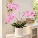 Light Pink Orchid Artificial Flowers, 27.95" Real Touch Fake Orchid Latex Realistic Flowers Phalaenopsis Branches for Home Party Wedding Bridal Shower Decoration, 3pcs Light Pink