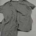 Saodimallsu Womens Short Sleeve Sweater V Neck Peplum Knit Loose Fit Front Slit Dressy Work Tops, Size: XL