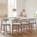 Upholstered Counter Height Bar Stools Set of 4, Kitchen Island Stools with Back, Modern Counter Stools Island Bar Chairs with Wood Legs for Kitchen Island Dining Room Bar, Light Grey