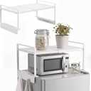 Sintuff 2 Tier Top of Fridge Shelf for Dorm Mini Expandable 12"-23", White