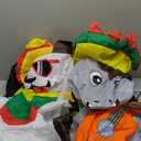 TURNMEON 8 FT Long Cinco De Mayo Inflatables Donkey and Puppy Outdoor Decorations, Mexican Party May 5 Fiesta Banner Taco Sombreros Maracas Guitar Built-in LED Blow Up Decorations for Yard Garden Lawn