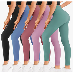 6 Pack Natural Feelings Buttercloud High Waisted Leggings for Women Ultra Soft Stretch Slim Yoga Leggings, L-XL