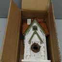 Glitzhome GH90086 Hanging Distressed Wooden Garden Cottage Birdhouse, White