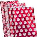 RUSPEPA Christmas Wrapping Paper Rolls - Mini Roll - 17 inches x 10 feet per Roll, Total of 3 Rolls - Red and White