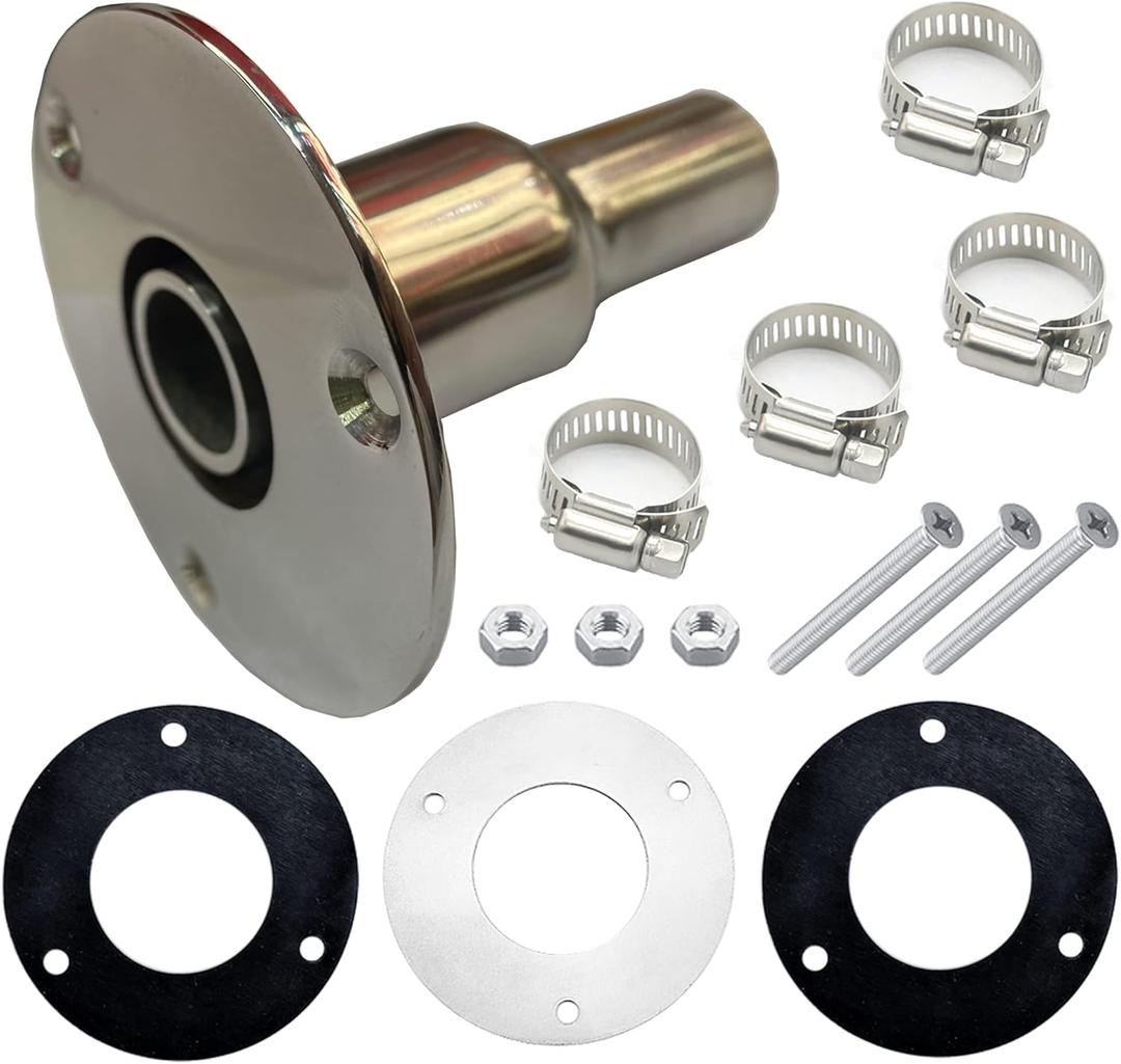 Diesel Heater Thru Hull Exhaust Skin,Marine Grade 316 Stainless Steel,Fitting for 24mm Tube Pipe Socket Hardware(Straight)