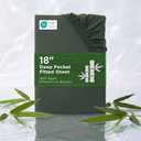 Bedsure King Fitted Sheet Only, 100% Rayon Derived from Bamboo, Breathable & Soft, PureWoven Cooling Bottom Sheet for Hot Sleepers, Deep Pocket Up to 18", with 4 Elastic Corner Straps, Olive Green