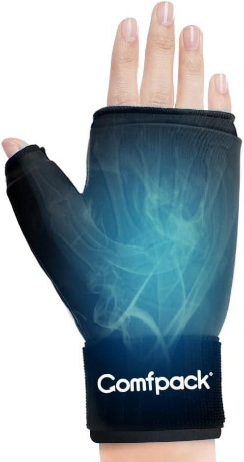 Comfpack Hand Ice Pack Glove, Soft Gel Thumb & Wrist Ice Pack Wrap Reusable Hot Cold Therapy Compress for Arthritis, Tenosynovitis, Swelling, Surgery, Tendonitis, Carpal Tunnel, Trigger Finger