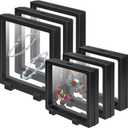 EsLuker.ly Set of 6 3D Floating Frame Display Holder Stands, Floating Display Case Transparent PE Jewelry Storage Box Suspension Frame for Challenge Coin AA Medallions Medal (4.3x4.3in, 6.3X 6.3in)
