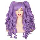 ColorGround Long Curly Cosplay Wig with 2 Ponytails (Light Purple)