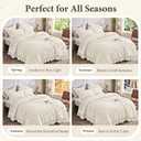 JOLLYVOGUE Ivory Twin Size Comforter Set, 2 Pieces Seersucker Lightweight Fluffy Bedding Set, Twin Ruffle Comforter, All Season Soft Microfiber Shabby Chic Bed Set