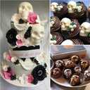 Juome Gummy Skull Silicone Candy Molds, 2 Pack Mini Skull Gummie Chocolate Molds with Dropper for Halloween Gummies, Candies, Jello, Chocolate (80 Cavities)