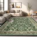 Area Rugs 5x7 Washable Living Room Rug, Vintage Soft Boho Non-Slip/Non-Shedding Print Floor Carpet for Dining Room, Bedroom-Cyan