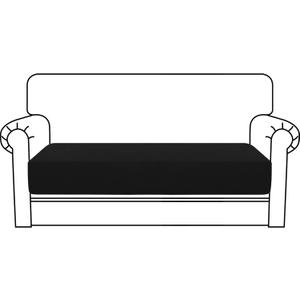 MAXIJIN Velvet Stretch Couch Cushion Covers Soft Loveseat Cushion Cover Replacement Sofa Seat Cushion Slipcovers RV Protector with Elastic Bottom (1 Piece Loveseat Cushion Cover, Black)