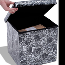 Dawhud Direct Footstool with Storage - Elegant Black Marble Look, 15x15x15 inches - Space-Saving Ottomans with Storage and Extra Seating - Ideal for Clothes, Living Room, Bedroom, Dorm
