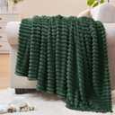BEDELITE Fleece Throw Blanket for Couch  3D Ribbed Jacquard Soft and Warm Decorative Fuzzy Blanket  Cozy, Fluffy, Plush Lightweight Emerland Green Throw Blankets for Bed, Sofa, 50x60 inches