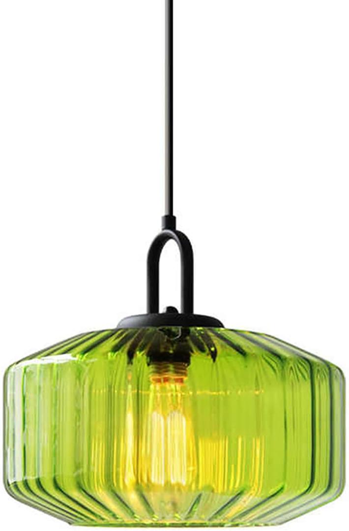 Glass Pendant Light fixtures Kitchen Island Modern Black Pendant Lights with Hand Blown Glass Shade 1-Light Adjustable Cord Ceiling Hanging Lighting for Dining Room Above Table Sink