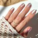 Glamnetic Press On Nails - Oyster Fake Nails | Short Oval Cat Eye Fake Nails with a Velvet Pearlescent Finish, Salon Quality Summer Nails | 15 Sizes - 30 Nail Kit with Glue