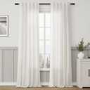 Cream Linen Back Tab Curtains for Living Room 2 Panel Light Filtering Semi Sheer Drapes Neutral Country Rustic Farmhouse Boho Curtain 40x102