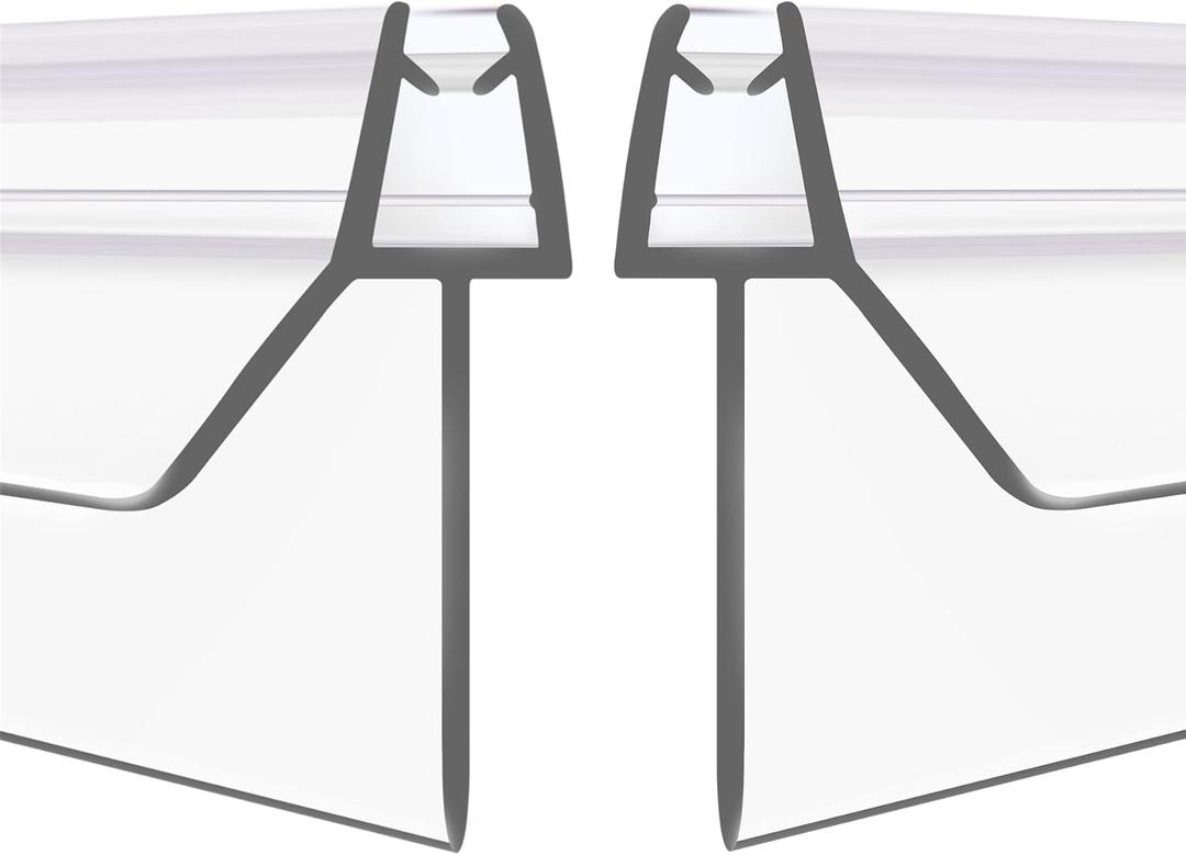 2-Pack Frameless Shower Door Bottom Seal (1/4'' X 39'') Clear Glass Shower Door Sweep Strip can Covers up to 23mm Gap - Stop Leaks (1/4''(6mm)-23mm)