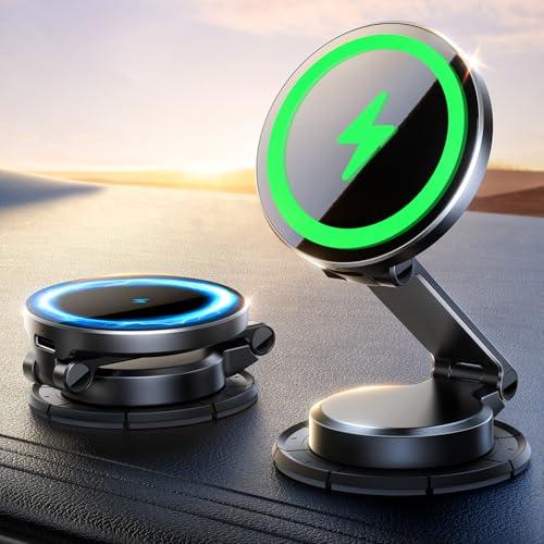 JOYROOM for MagSafe Car Mount Charger, [All-Metal] 15W Fast MagSafe Car Charger, Hands Free Magnetic Phone Holder for Car Dashboard for iPhone 16 Pro Max Plus/iPhone 15 14 13 12 Pro Max Plus, Black
