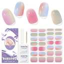 2 x Semi Cured Gel Nail Strips, 28 pcs Gel Nail Stickers Work with Any UV Lights, Long-Lasting Nail Wraps for women DIY Art Gift, Easy to Apply & Remove