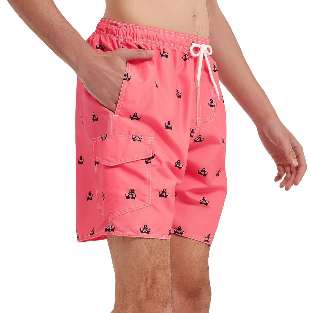 NIMeng Mens Swim Trunks Swim Shorts Swimwear Quick Dry 7’’ Swimming Trunks with Mesh Lining Pink