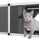 Ventilated Pet Door for Window, Fits 32"-38" Width Window, 2-Min Install | Aluminum Frame + Stainless Steel Mesh | Breathable Bug-Proof | Magnetic Closure Window Cat Door, Cat Door for Window Insert