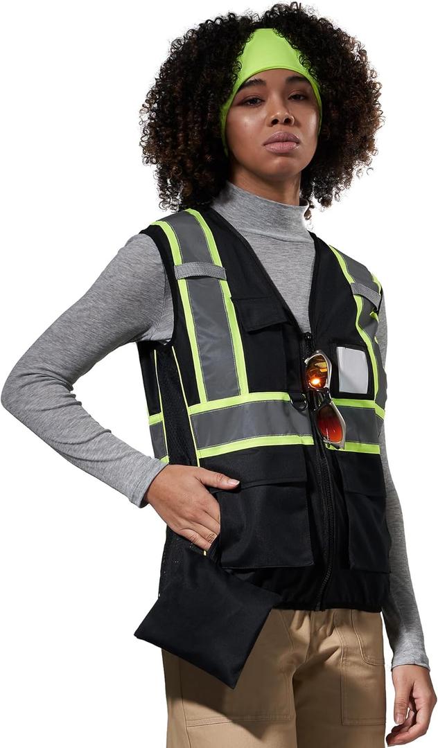 AYKRM 11 color Ladies High Vis Reflective Safety Vest for Women (X-Small, Black) AYKRM 11 color Ladies High Vis Reflective Safety Vest for Women (X-Small, Black)