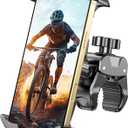 Motorcycle Phone Mount, [One-Click Lock] Bike Phone Holder, [Upgrade Cushioned Protection] Handlebar Phone Mount with Security Lock Compatible with iPhone, Samsung and 4.7-6.9'' Smartphones