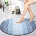 OLANLY 24-inch Round Bathroom Rugs, Extra Soft and Absorbent Microfiber Bath Rugs, Quick Dry Machine Washable Bath Mats for Bathroom Floor, Tub and Shower, Home Decor Accessories, Blue
