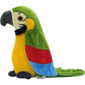 Talking Parrot, Repeats What You Say Plush Animal Toy Electronic Parrot for Boys, Girls Gift