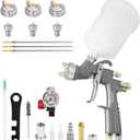 D1 LVLP Air Spray Gun with 1.3/1.5/1.7/2.0mm Nozzles, D1 Car Paint Guns Premium Kit Tools, Automotive Paint Gun Sprayer for Car, House Painting, Furniture, Fence, Varnish & Top Coat