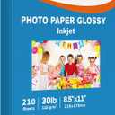 Uinkit 30lb Thin Flyer Paper Glossy 8.5x11 Inkjet Single Side DIY Chip Bag 115gsm Photos Picture for Inkjet Printer with Dye Ink Letter size A4 Brochure (8.5x11x210)