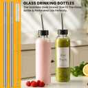 [UPGRADED LID] 8 Pack 18 oz Glass Juice Bottles with 8 Airtight Lids &2 Straw Hole Lids &2 Straws, Reusable Drinking Jar, Clear Water Bottles for Juicing, Smoothies, Refrigerator & Travel - BPA Free