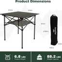 SUNNYFEEL Aluminum Folding Table for Camping, Lightweight Roll Up Top, Portable Camp Tables with Carry Bag for Outdoor Picnic (Square, Brown), 27.5 X 27.5 in