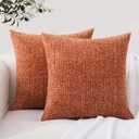 Artcest Set of 2 Soft Decorative Throw Pillow Covers Cozy Textured Cushion Covers for Couch Bed and Living Room, 16"x16" (Burnt Orange) (Rust)