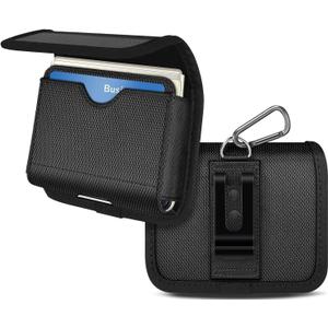 Holster for Samsung Galaxy Z Flip 7 6, 5, 4, 3 - Belt Holder with ID Card Pouch (Fits Phone with Case) Black