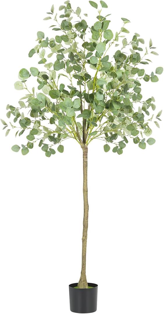 5FT Faux Eucalyptus Tree Indoor Artificial Tree Fake Tree Tall Faux Plants for Modern Home Office Living Room Bedroom Hallway Corner Decor (4ft 11in)