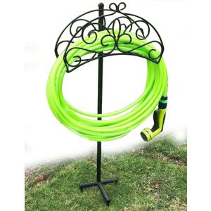 Garden Hose Holder Hanger Detachable Metal Sturdy Water Hose Storage Stand for Outside Yard Lawn,Black