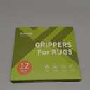 Rabenda 12 Pcs Rug Tape, Non Slip Rug Pads Grippers for Hardwood Floors and Tiles, Reusable Carpet Tape for Area Rugs, Double-Sided Adhesive Rug Stickers Keep Corners Flat (Black)