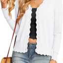 GRECERELLE Women's Long Sleeve Button Down Cardigan V-Neck Fall Shrug Sweaters(White, Large)