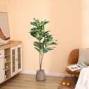 FLOWORLD Artificial Rubber Tree Plant 43in Tall Faux Ficus Tree Potted Fake Tropical Decorative House Large Floor Artificial Plants for Home Office Store Room Decor
