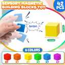 42PCS 1.2inch Magnetic Building Blocks Cubes for Kids 5+, Montessori STEM Toys Magnet Stacking for Learning Educational Autism Sensory Autistic Airplane Travel Activities Car Toy Gifts for Boys Girls